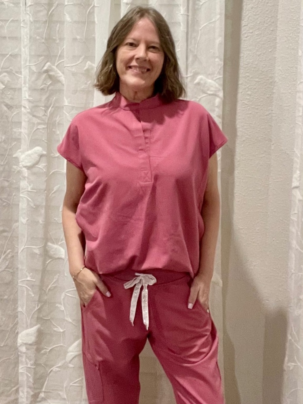 Figs scrub set pink mauve small petite/ XS top